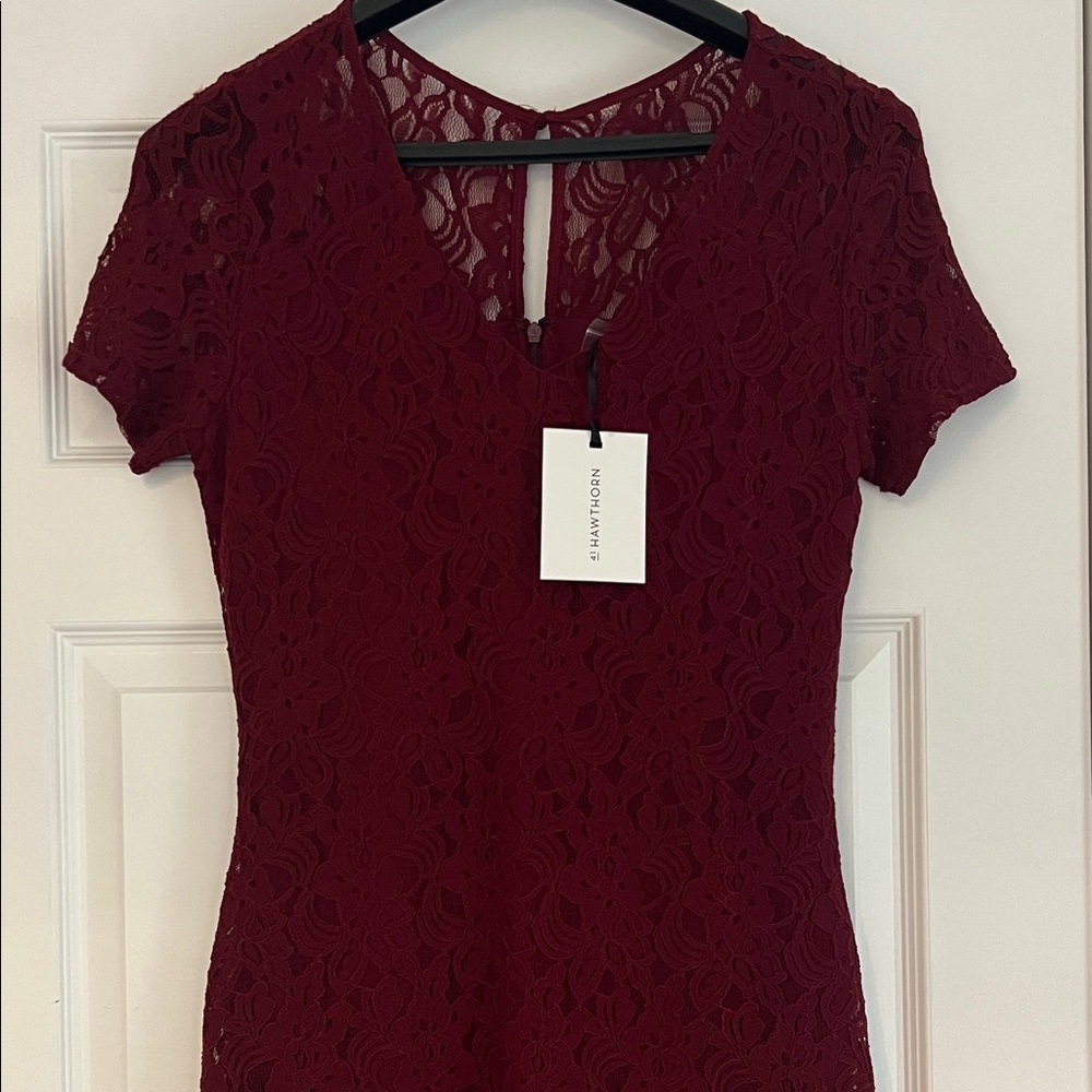 41 Hawthorn Burgundy Lace Mini Dress